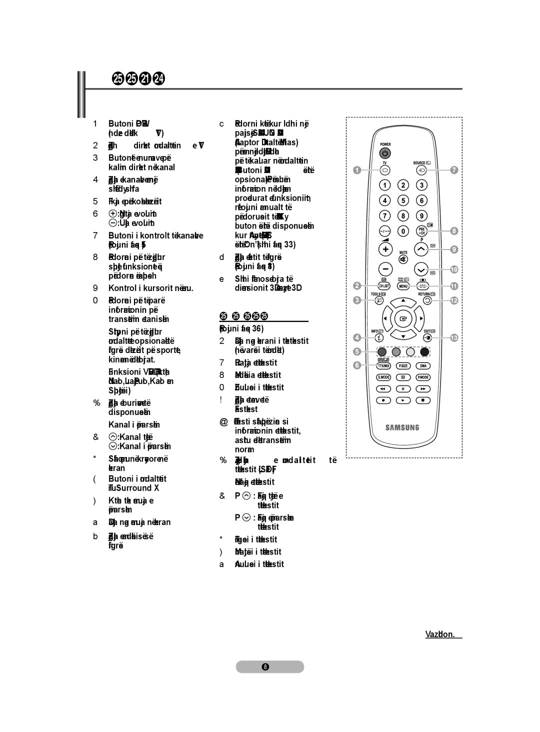 Samsung BN68-01528B-02 Një Shikim i Telekomandës, Kontrolli i kursorit në menu, Funksionet e Teletekstit, Referojuni faqes 