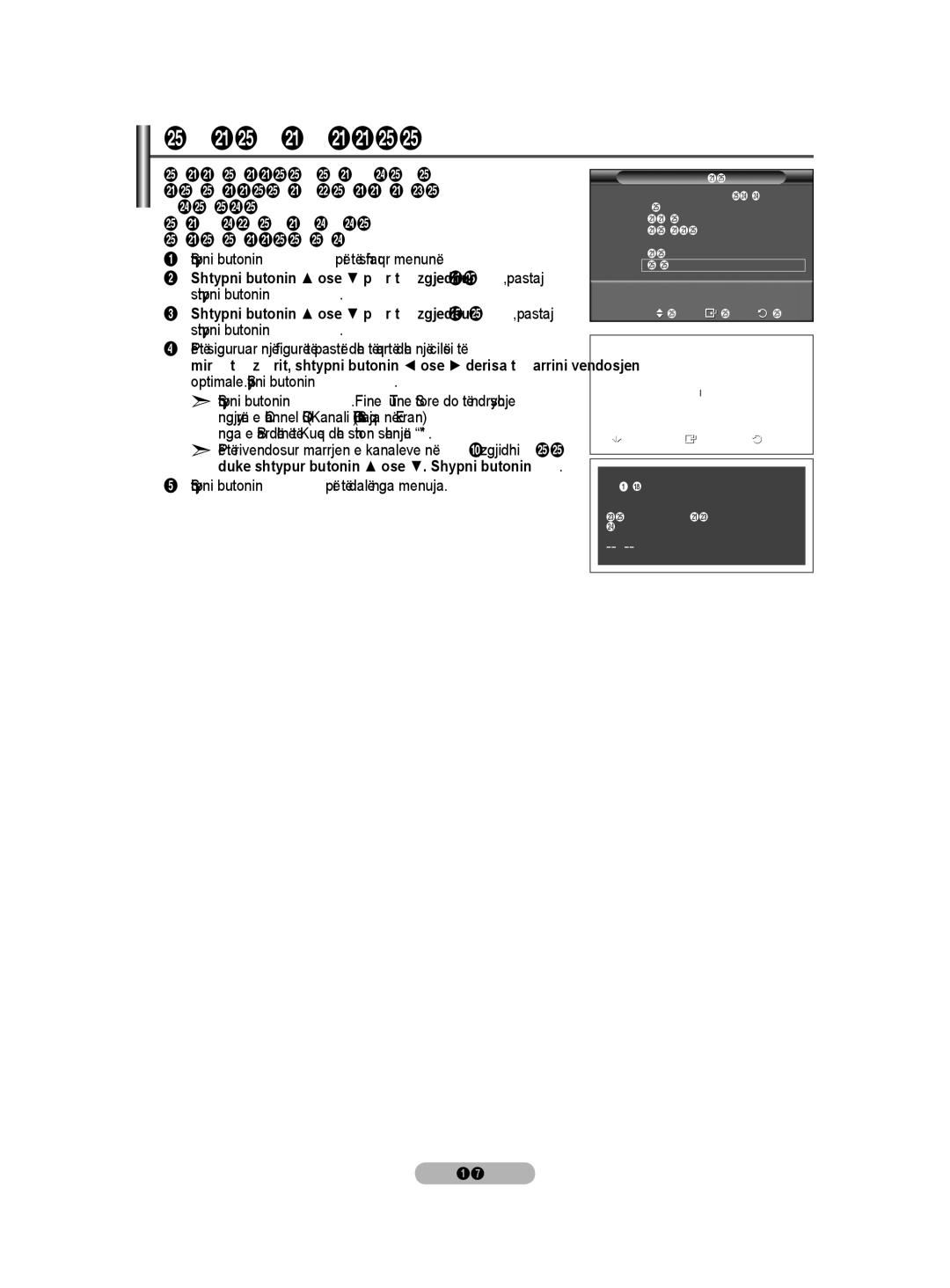 Samsung BN68-01528B-02 user manual Rregullimi i Marrjes së Sinjalit të Kanaleve 