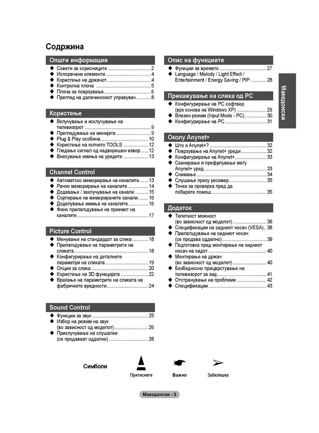 Samsung BN68-01528B-02 user manual Содржина 