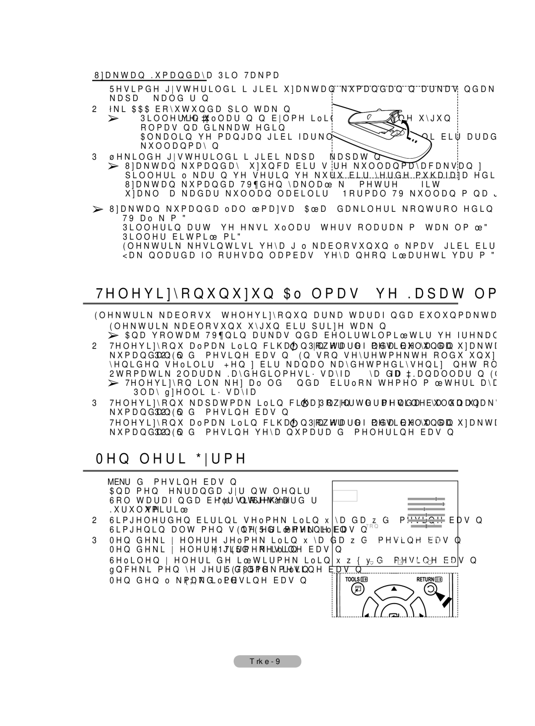 Samsung BN68-01528B-02 user manual Televizyonunuzun Açılması ve Kapatılması, Menüleri Görme, Uzaktan Kumandaya Pil Takma 