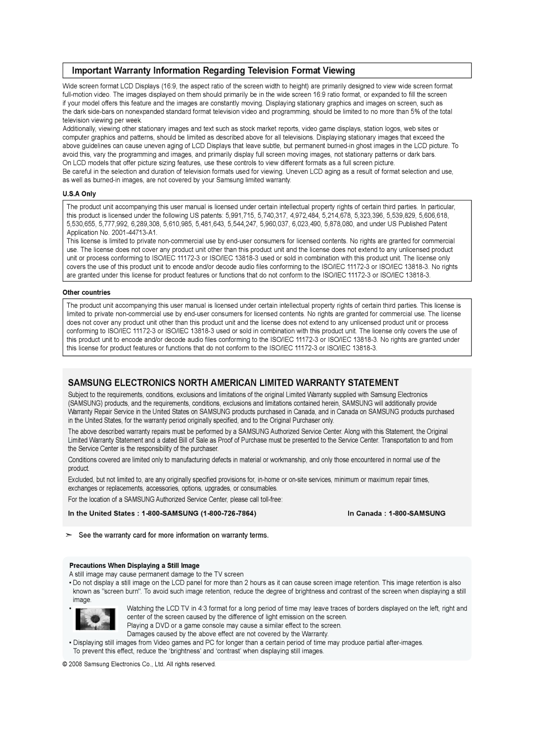 Samsung BN68-01541A-01 user manual See the warranty card for more information on warranty terms 