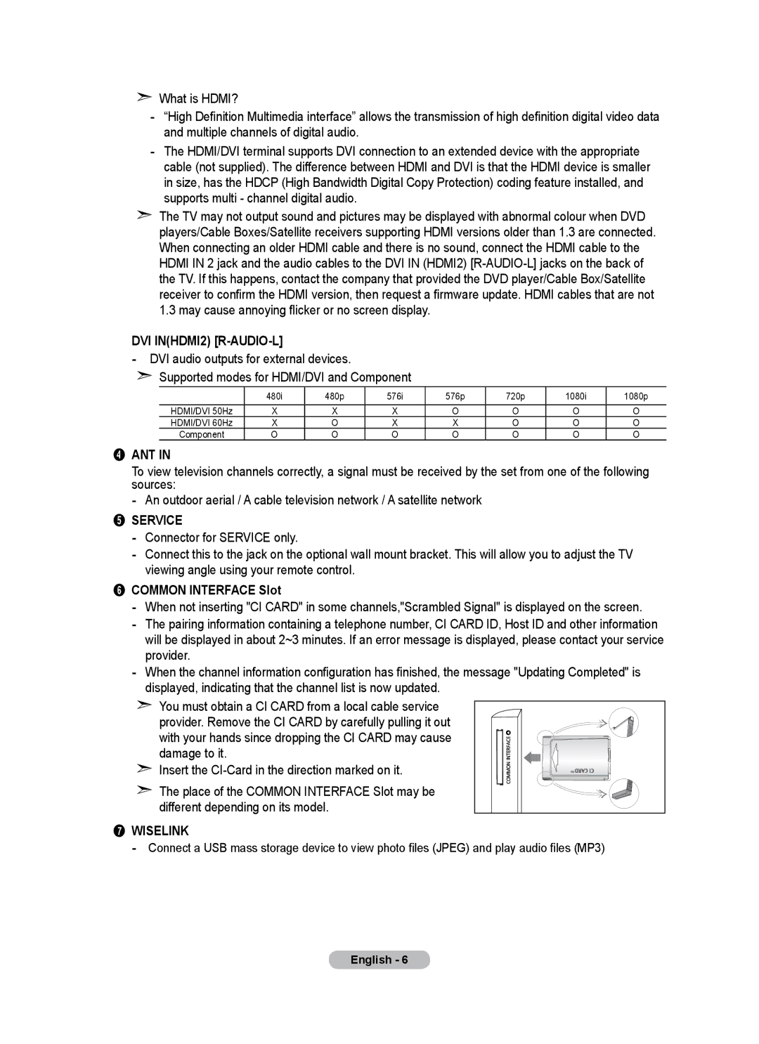 Samsung BN68-01684A-00 user manual DVI INHDMI2 R-AUDIO-L, Common Interface Slot 