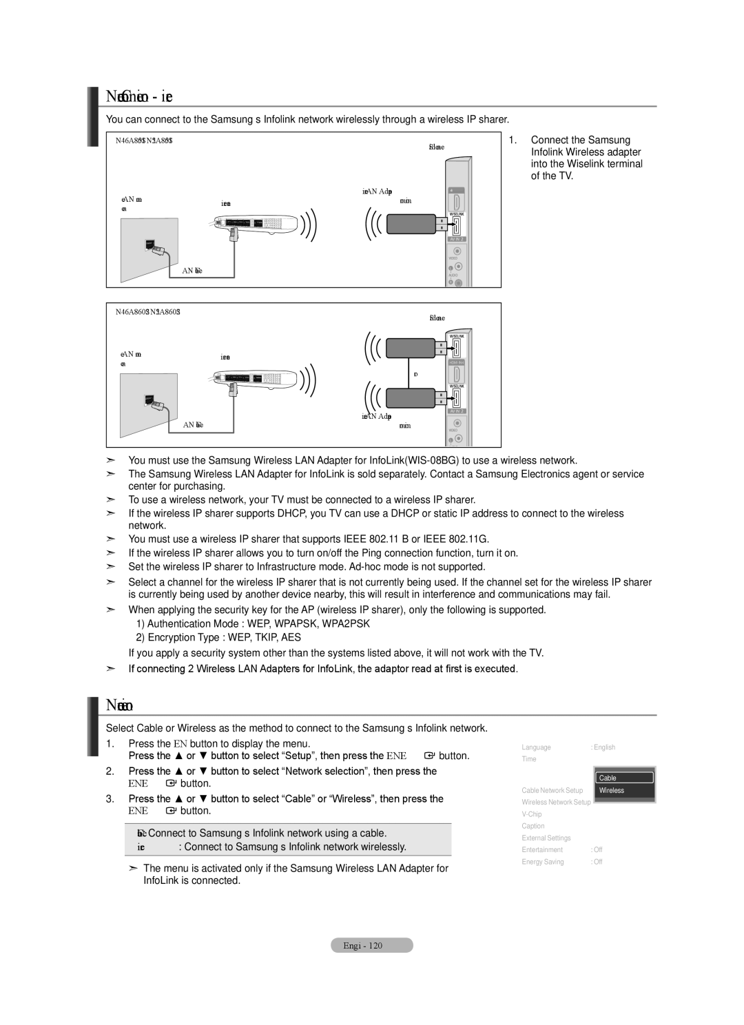 Samsung BN68-01691A-02 user manual Network Connection Wireless, Network selection 