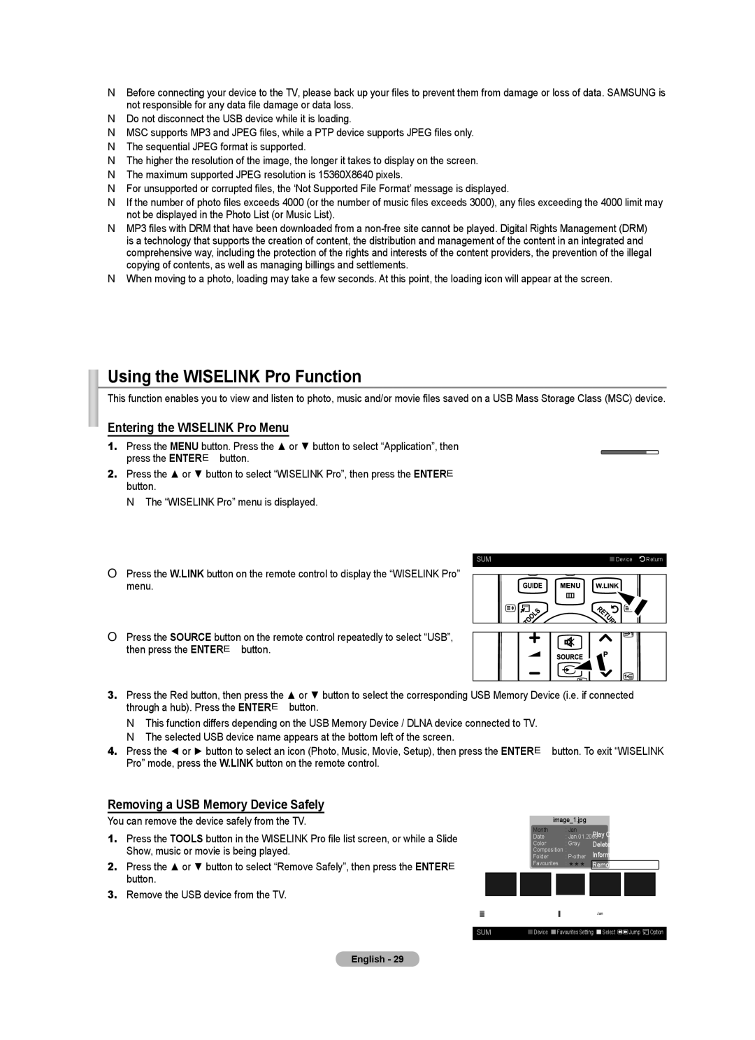 Samsung BN68-01700A-00 user manual Using the Wiselink Pro Function, Entering the Wiselink Pro Menu 