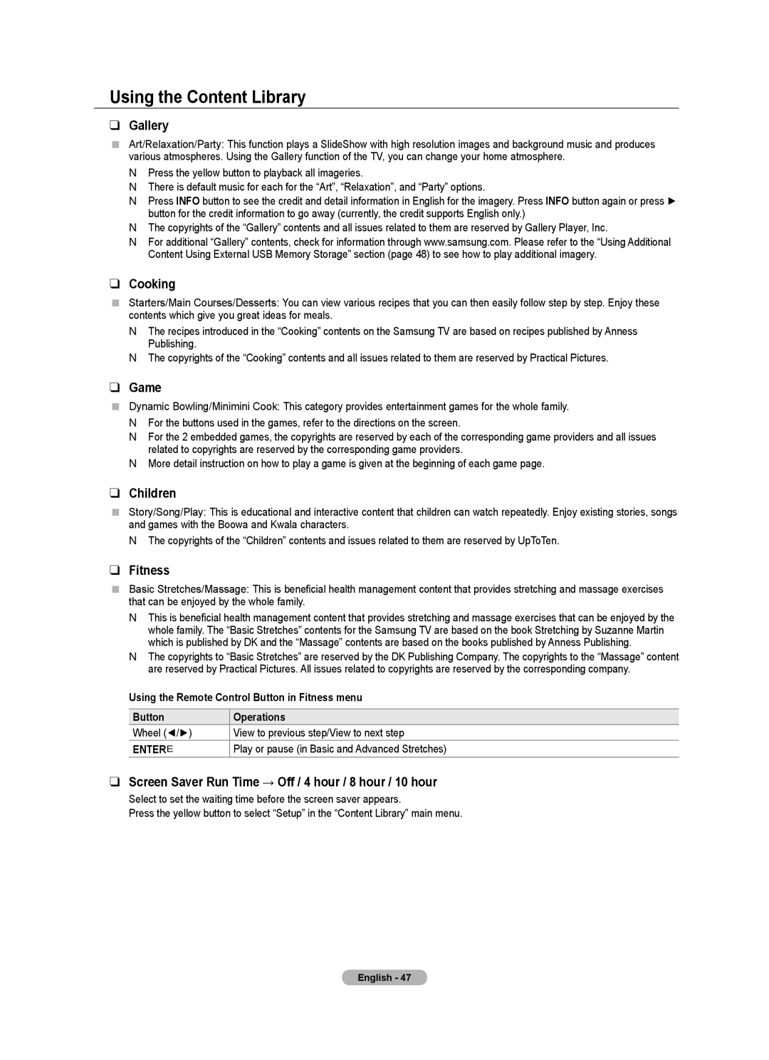 Samsung BN68-01700A-00 user manual Using the Content Library 