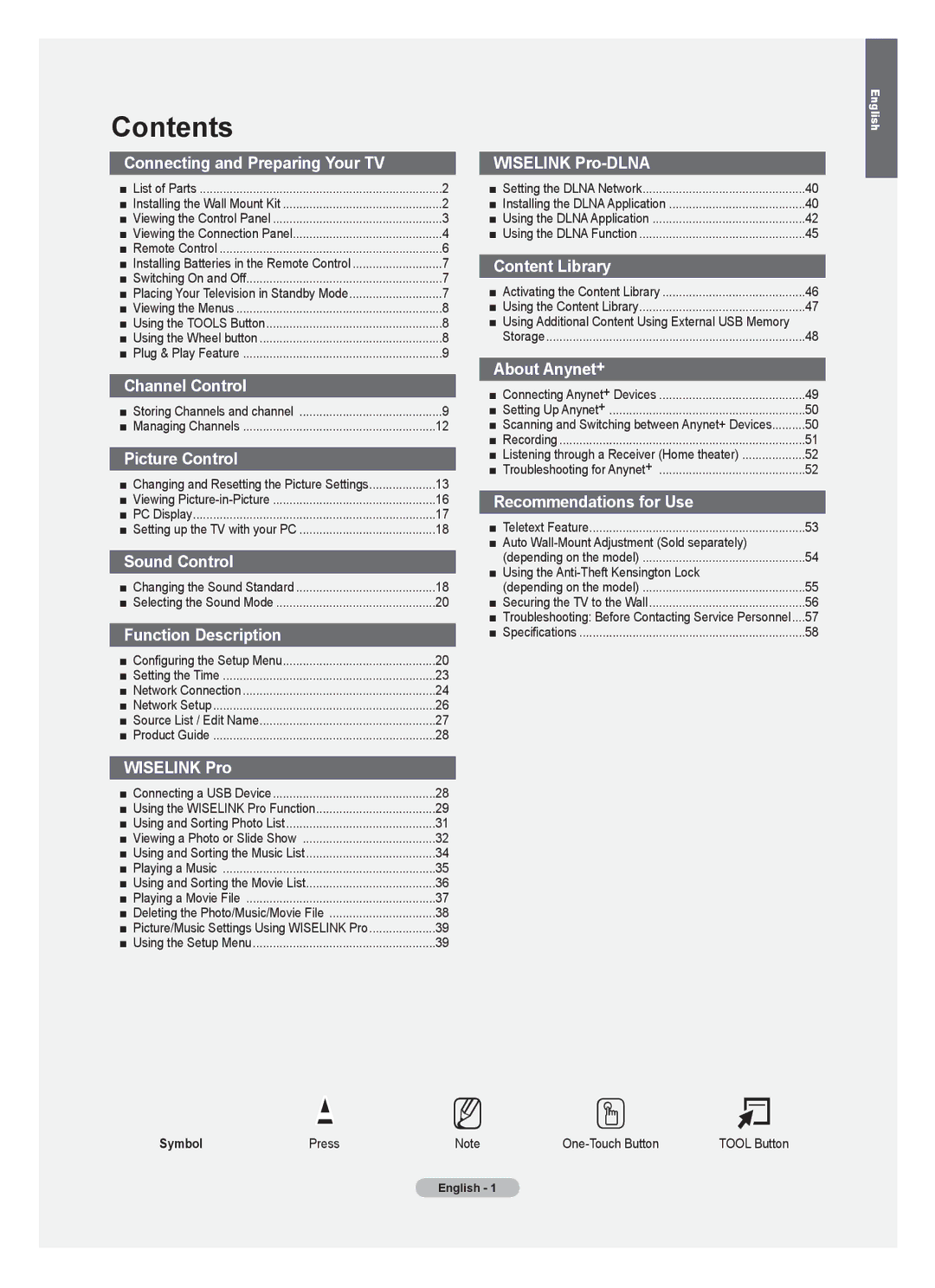 Samsung BN68-01700M-00 user manual Contents 