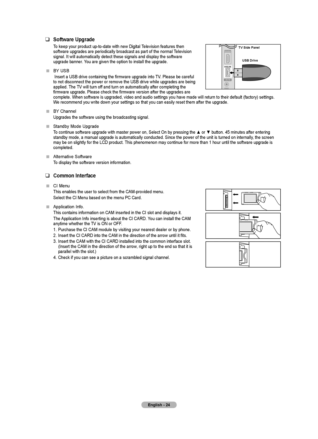 Samsung BN68-01701M-00 user manual Software Upgrade, Common Interface 