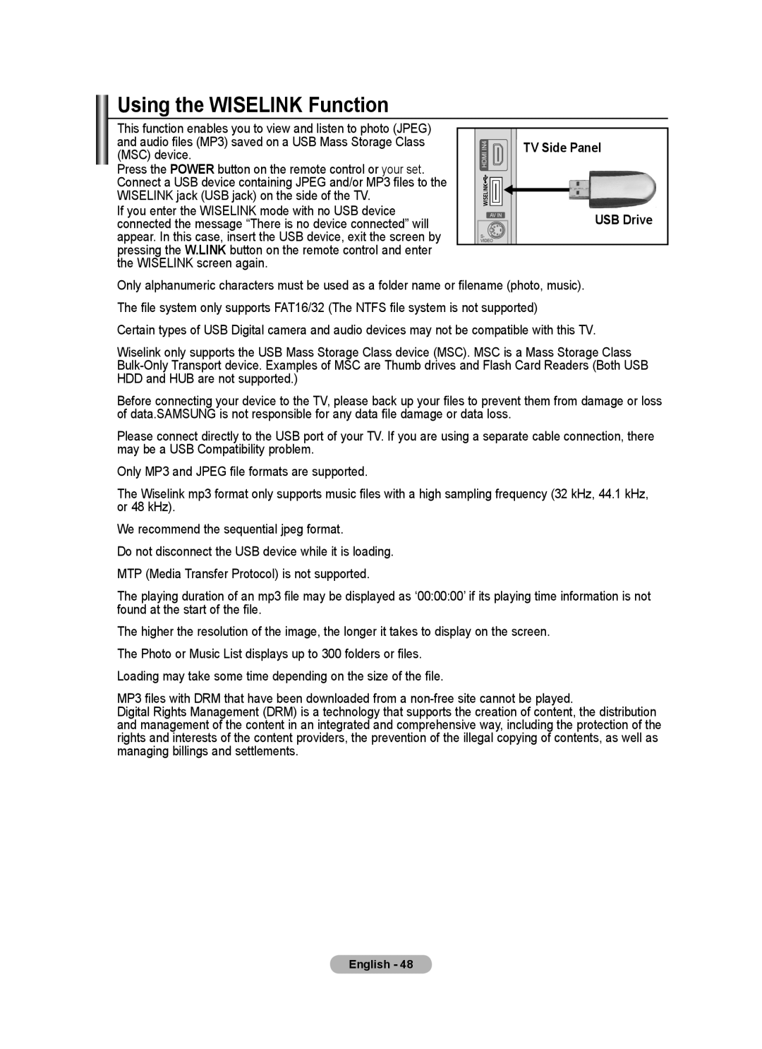 Samsung BN68-01702A-00 user manual Using the Wiselink Function, Wiselink screen again 