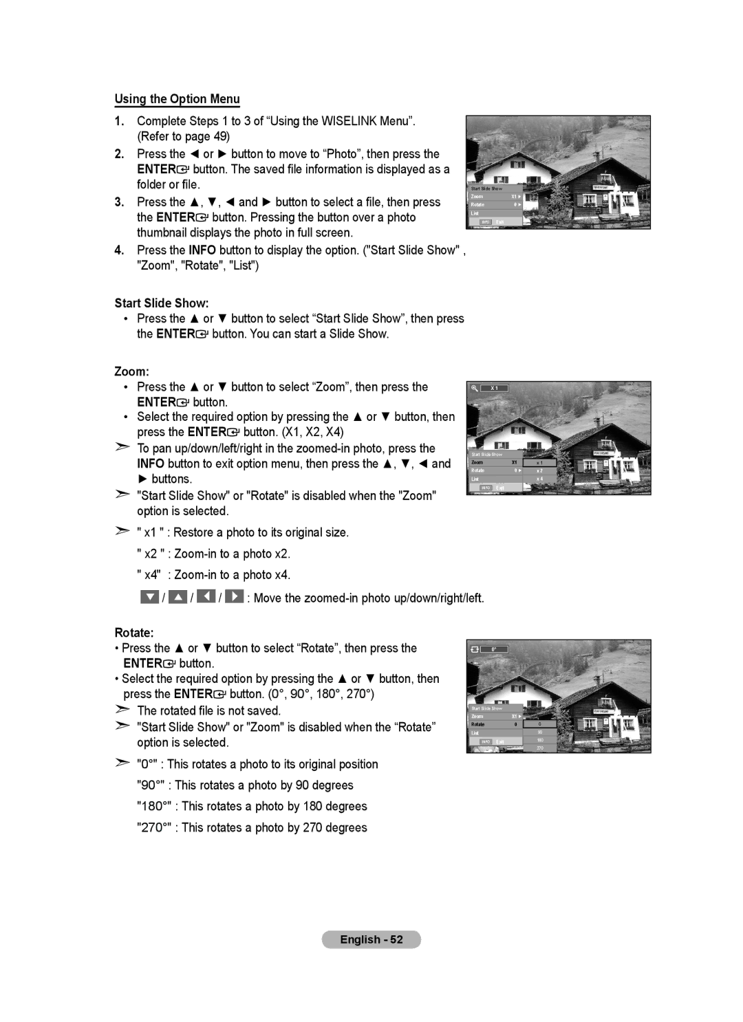 Samsung BN68-01736A-00 Using the Option Menu, Complete Steps 1 to 3 of Using the Wiselink Menu Refer to, Zoom, Buttons 