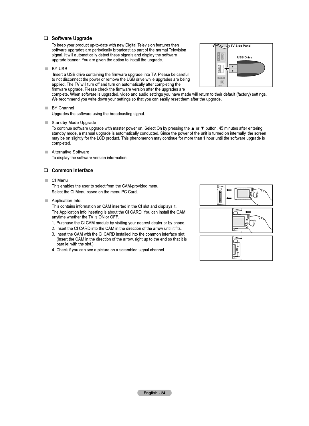 Samsung BN68-01737C-00 user manual Software Upgrade, Common Interface 