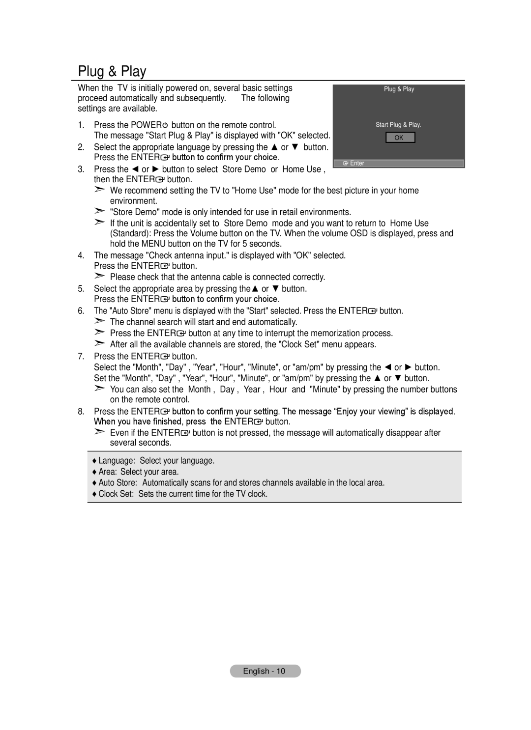 Samsung BN68-01780J-00 user manual Plug & Play, Press the Power button on the remote control 