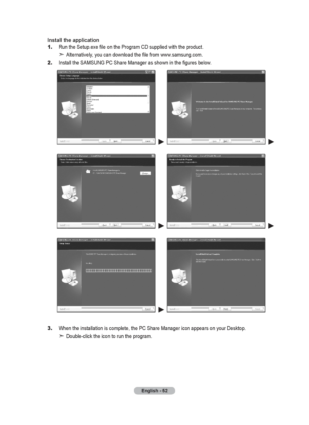 Samsung BN68-01780J-00 user manual Install the application 