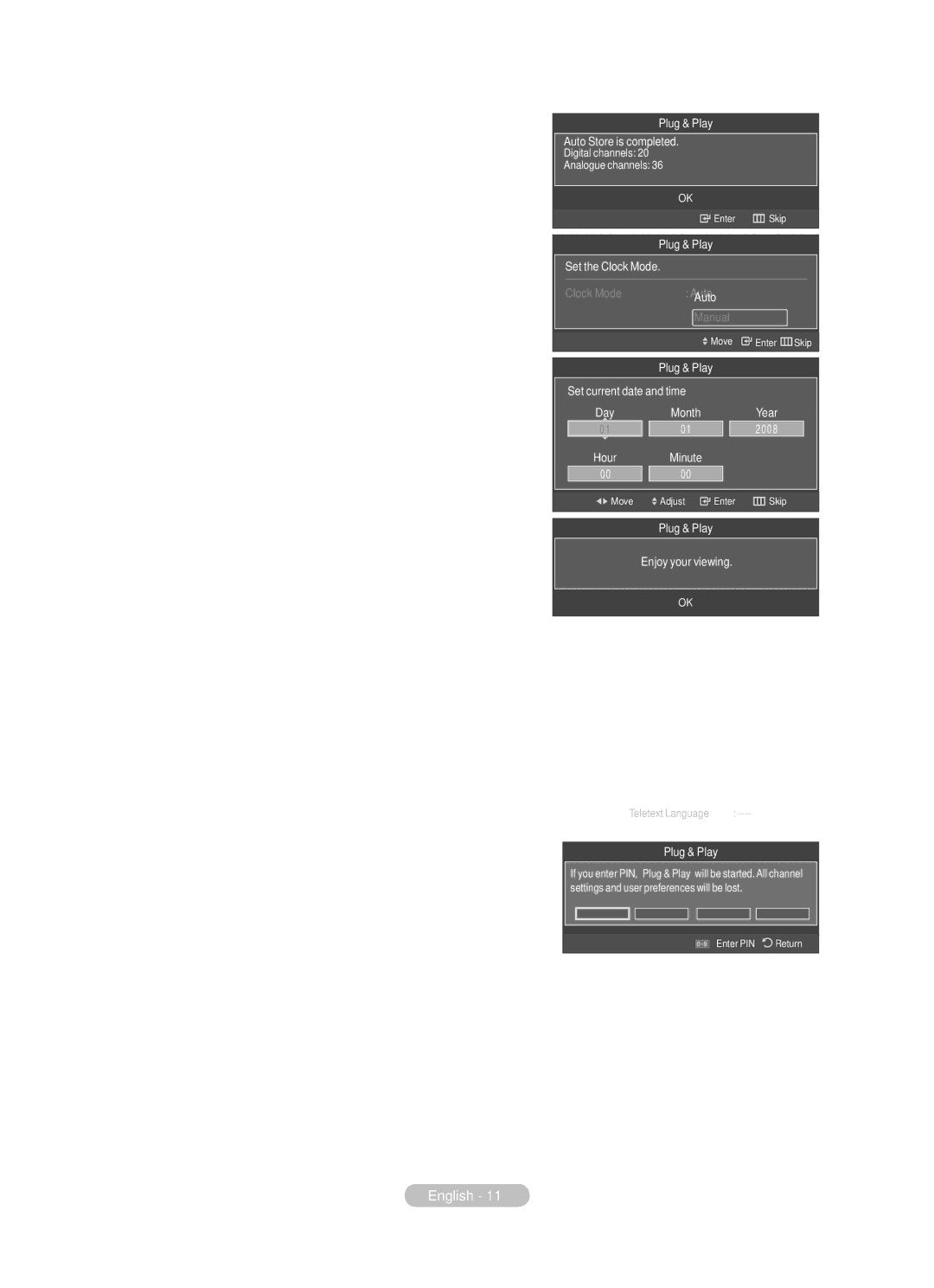 Samsung BN68-01783B-00 user manual If you want to reset this feature …, Plug & Play 