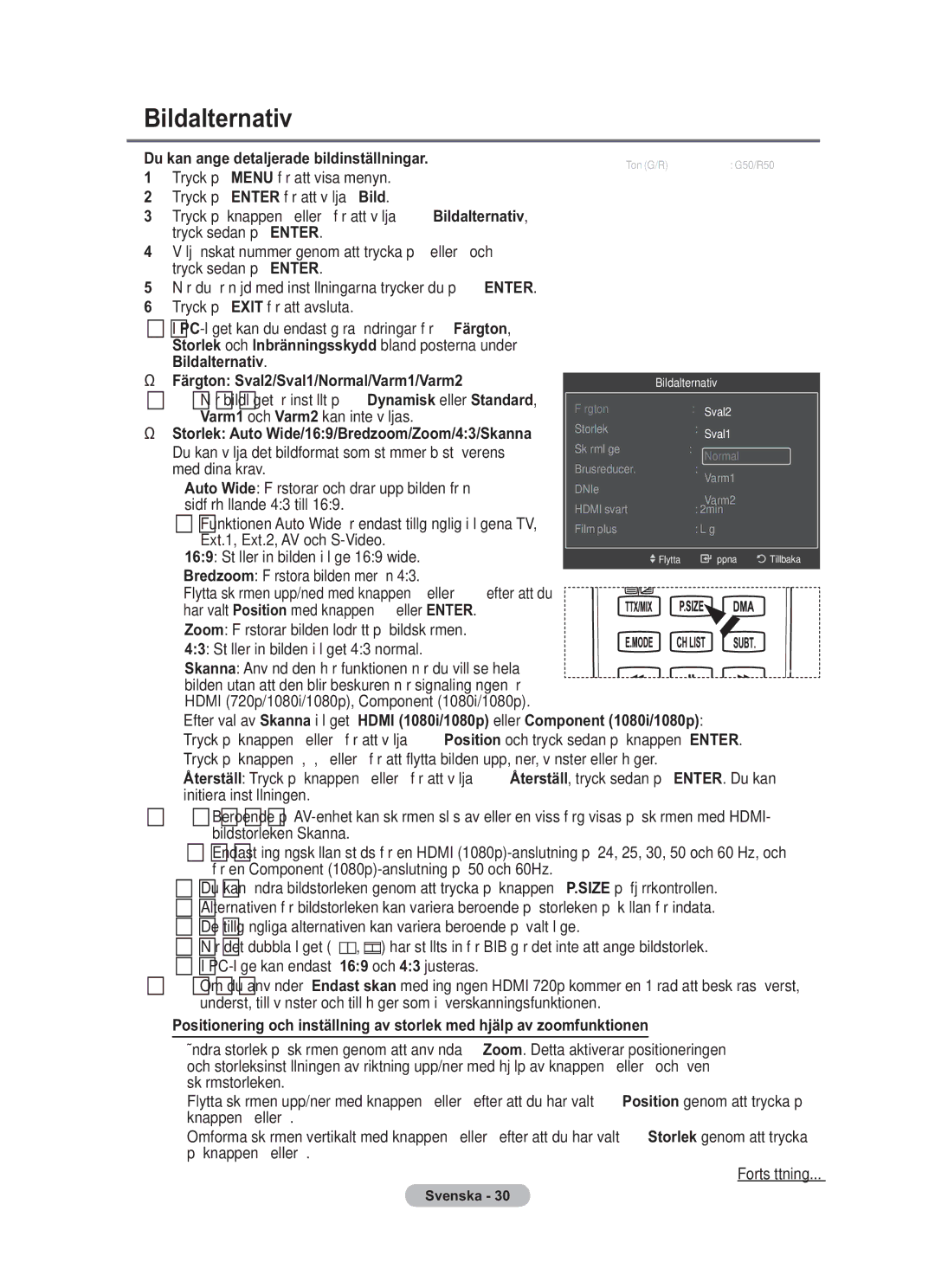 Samsung BN68-01783B-00 user manual Bildalternativ 