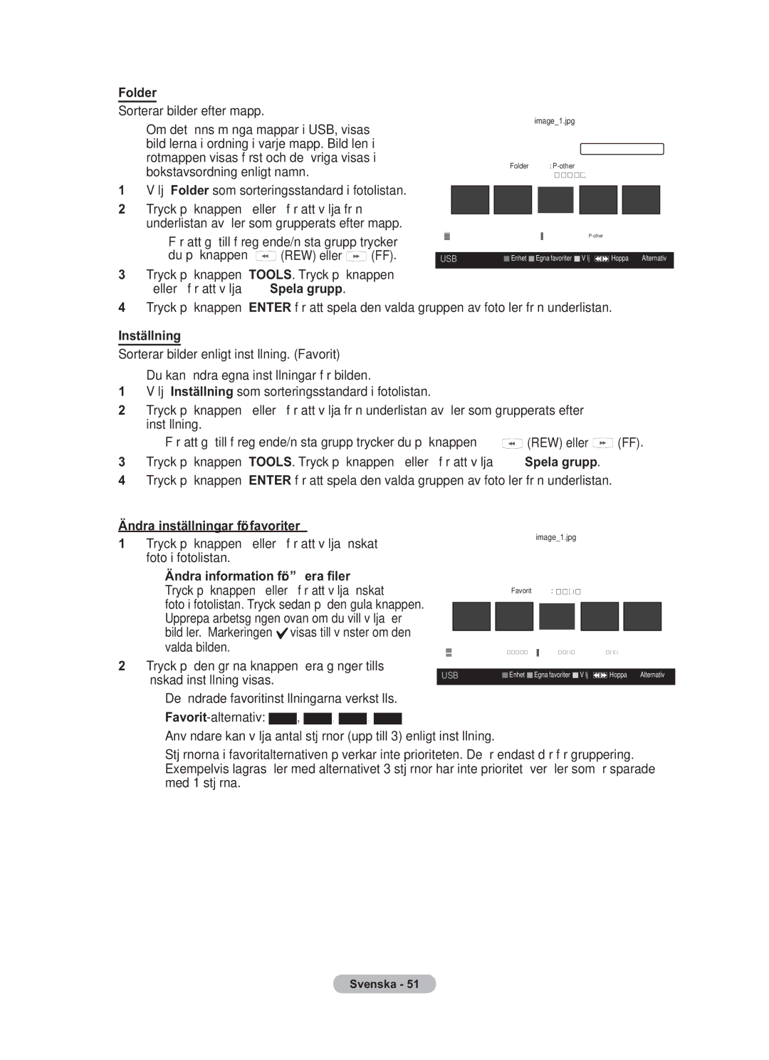 Samsung BN68-01783B-00 user manual Sorterar bilder efter mapp, Välj Folder som sorteringsstandard i fotolistan 