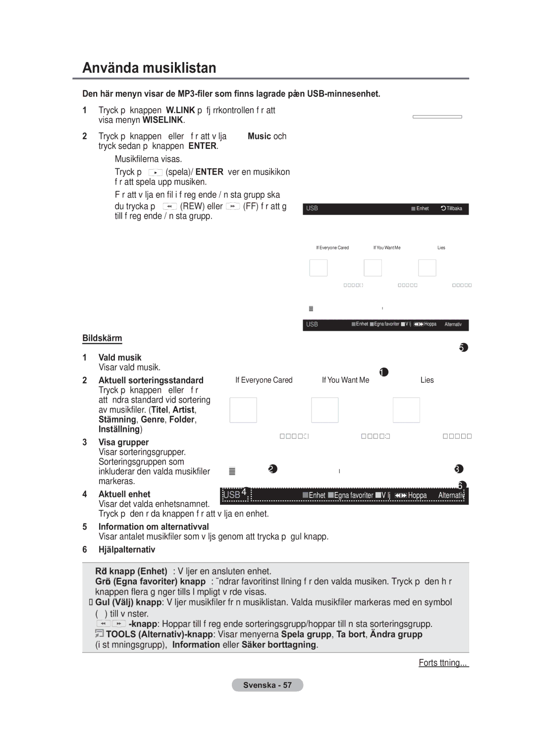 Samsung BN68-01783B-00 user manual Använda musiklistan, Bildskärm, Aktuell enhet Visar det valda enhetsnamnet 