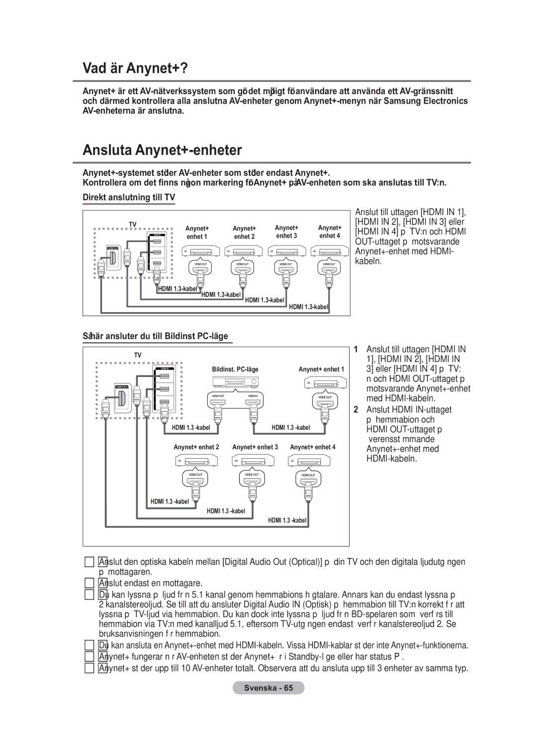 Samsung BN68-01783B-00 user manual Vad är Anynet+?, Ansluta Anynet+-enheter 