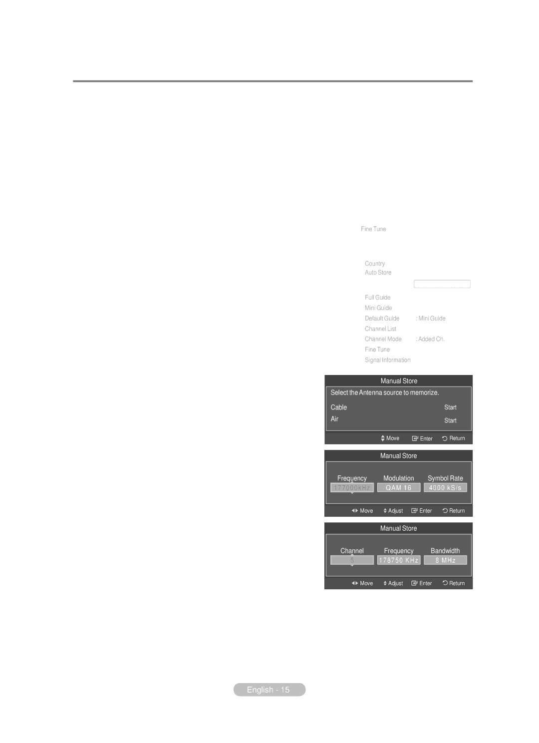 Samsung BN68-01783B-00 Storing Channels Manually, Digital Channel When the Country was set to Finland, Manual Store 