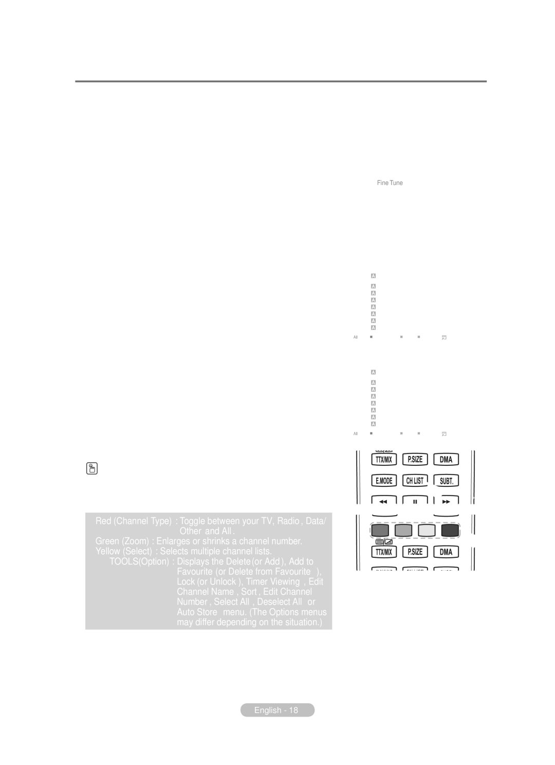 Samsung BN68-01783B-00 user manual Viewing All Channels, TOOLSOption Displays the Deleteor Add, Add to, Channel List 