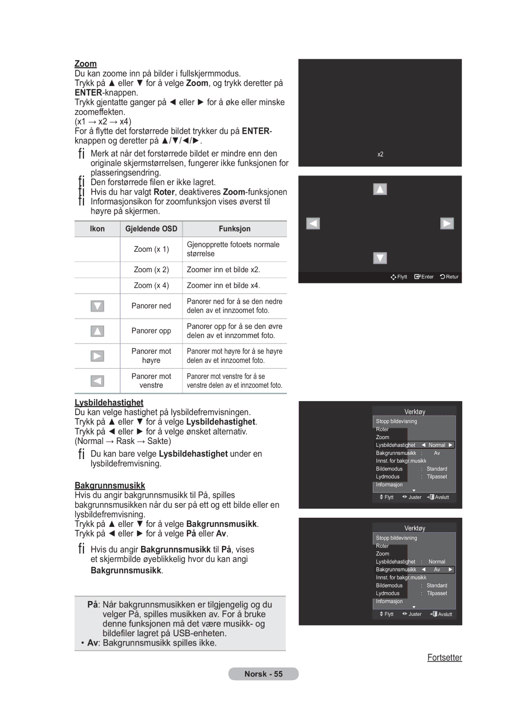 Samsung BN68-01783B-00 user manual Lysbildehastighet, Av Bakgrunnsmusikk spilles ikke 