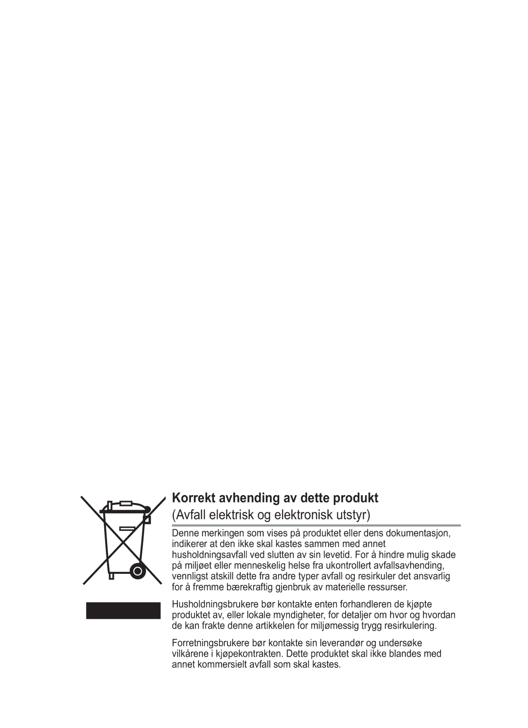 Samsung BN68-01783B-00 user manual Korrekt avhending av dette produkt 