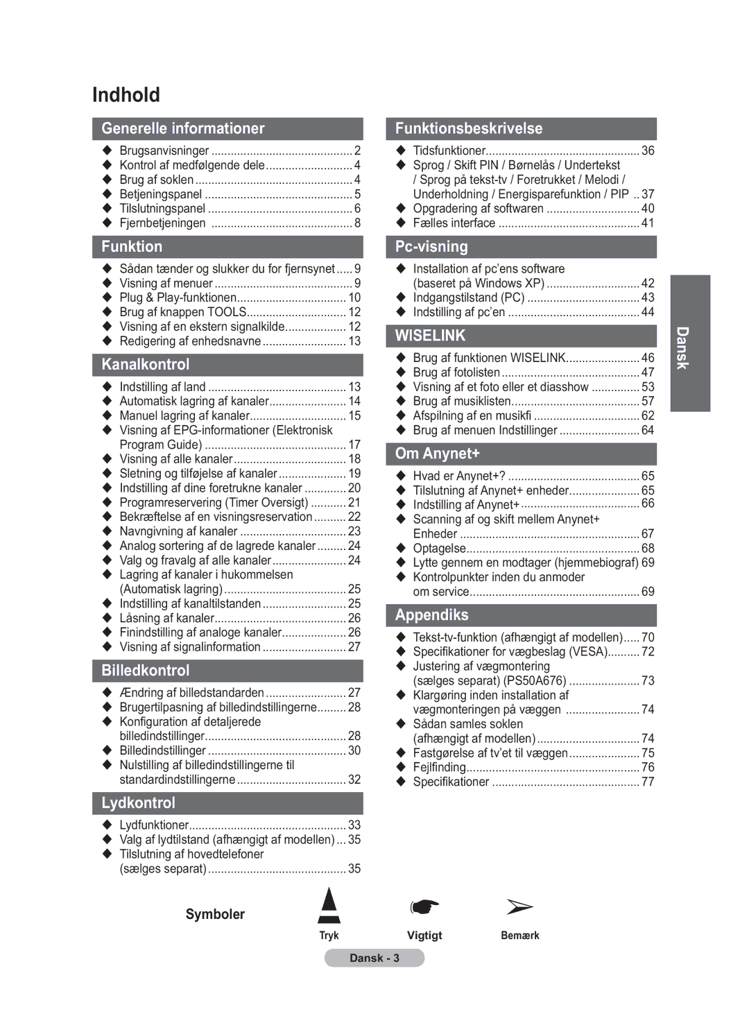 Samsung BN68-01783B-00 user manual Indhold 