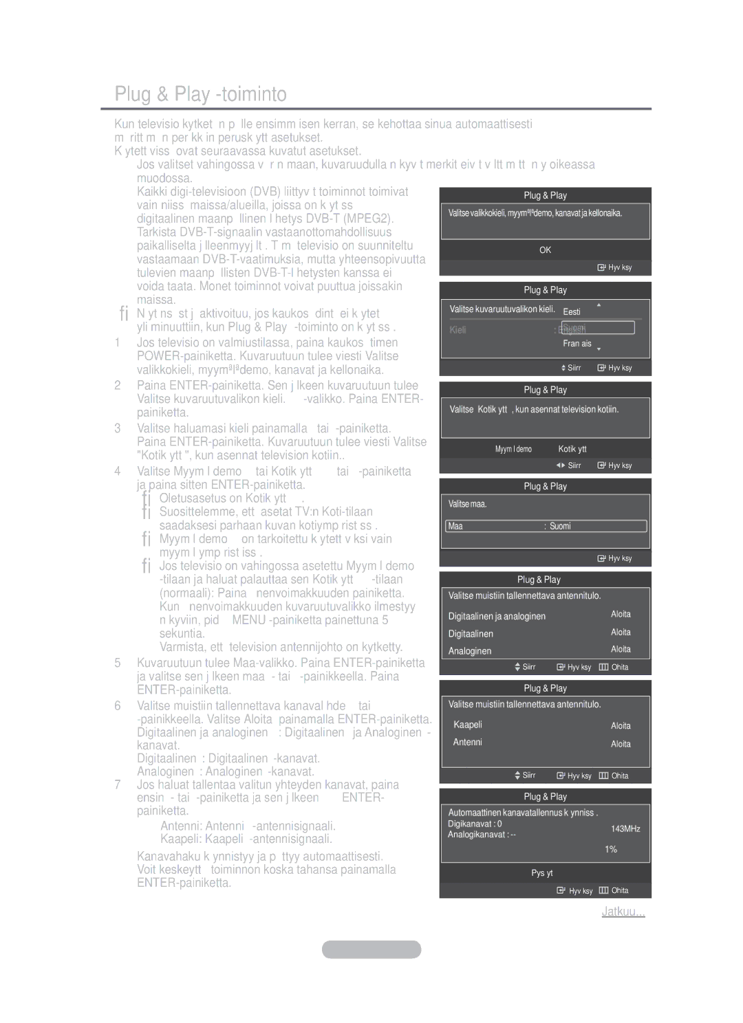 Samsung BN68-01783B-00 user manual Plug & Play -toiminto 