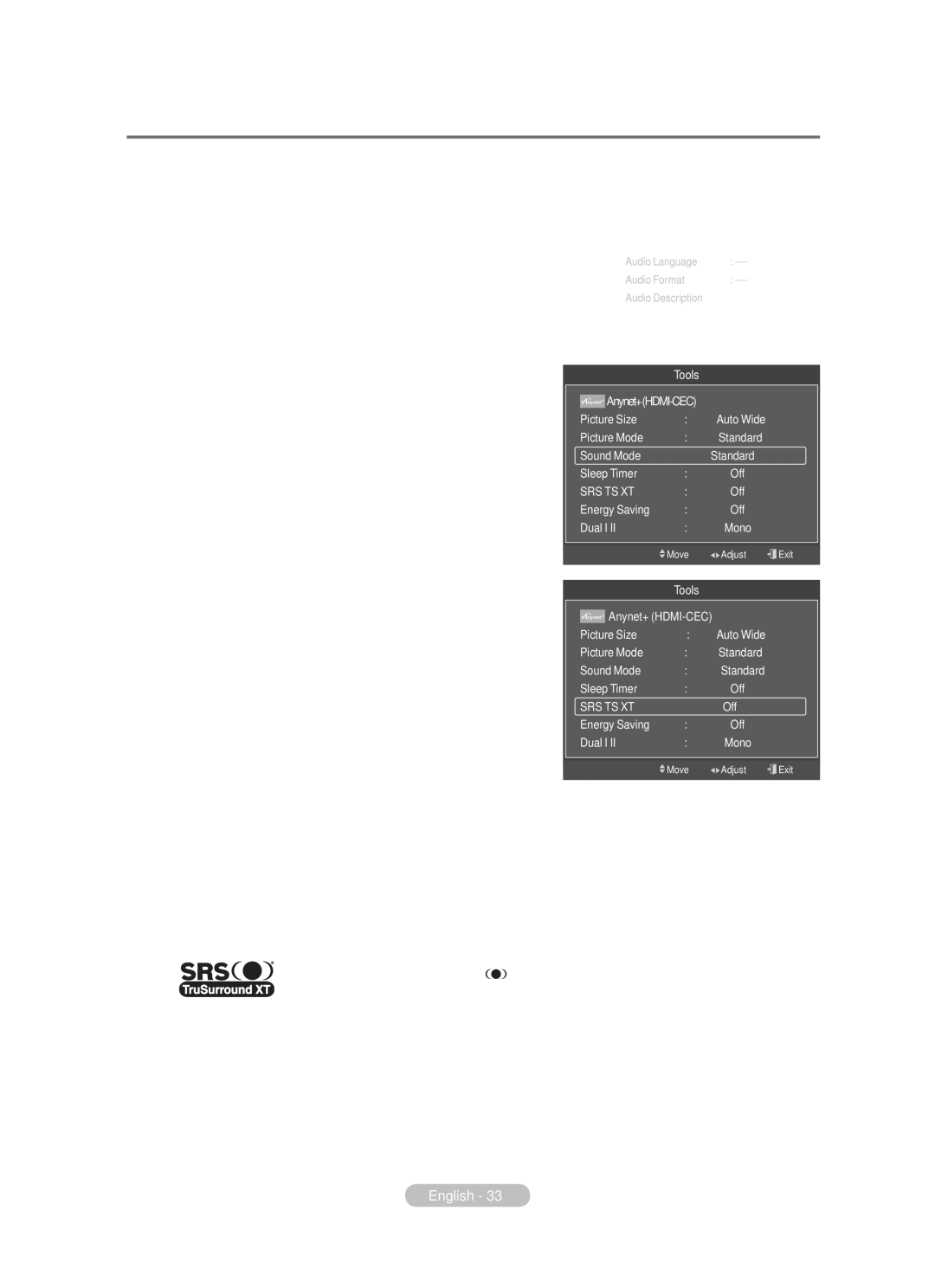 Samsung BN68-01783B-00 user manual Sound Features 