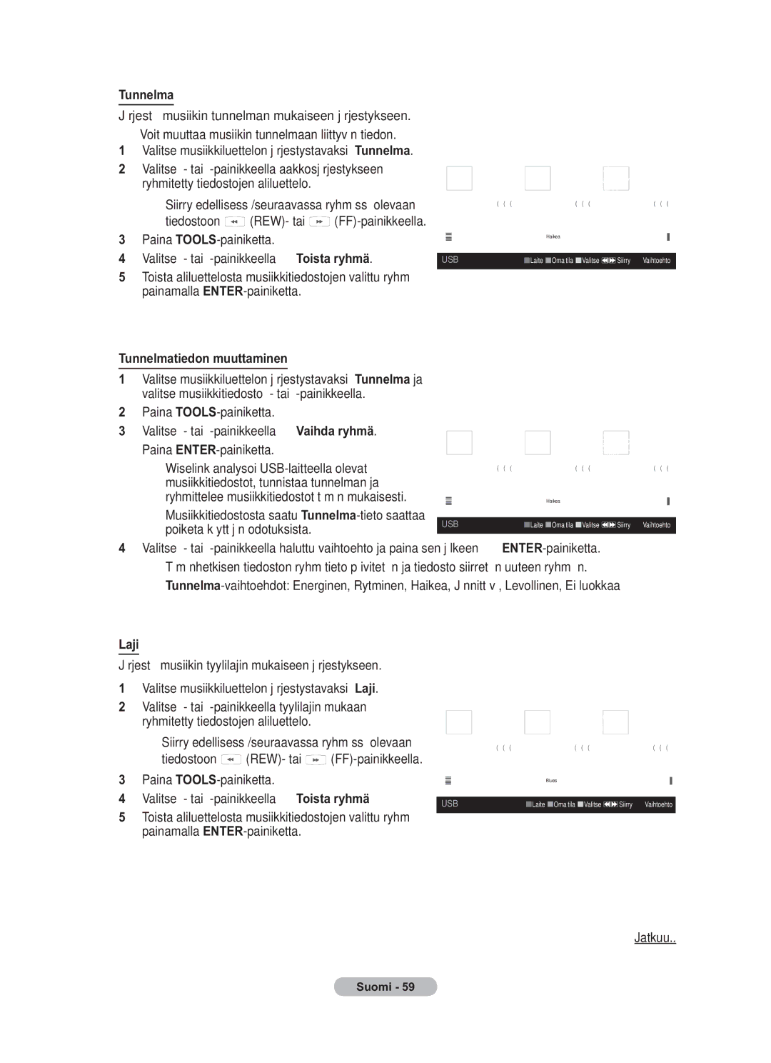 Samsung BN68-01783B-00 user manual Tunnelmatiedon muuttaminen, Laji 