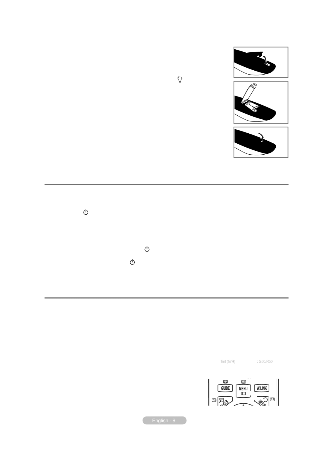 Samsung BN68-01783B-00 Switching Your Television On and Off, Viewing the Menus, Installing Batteries in the Remote Control 