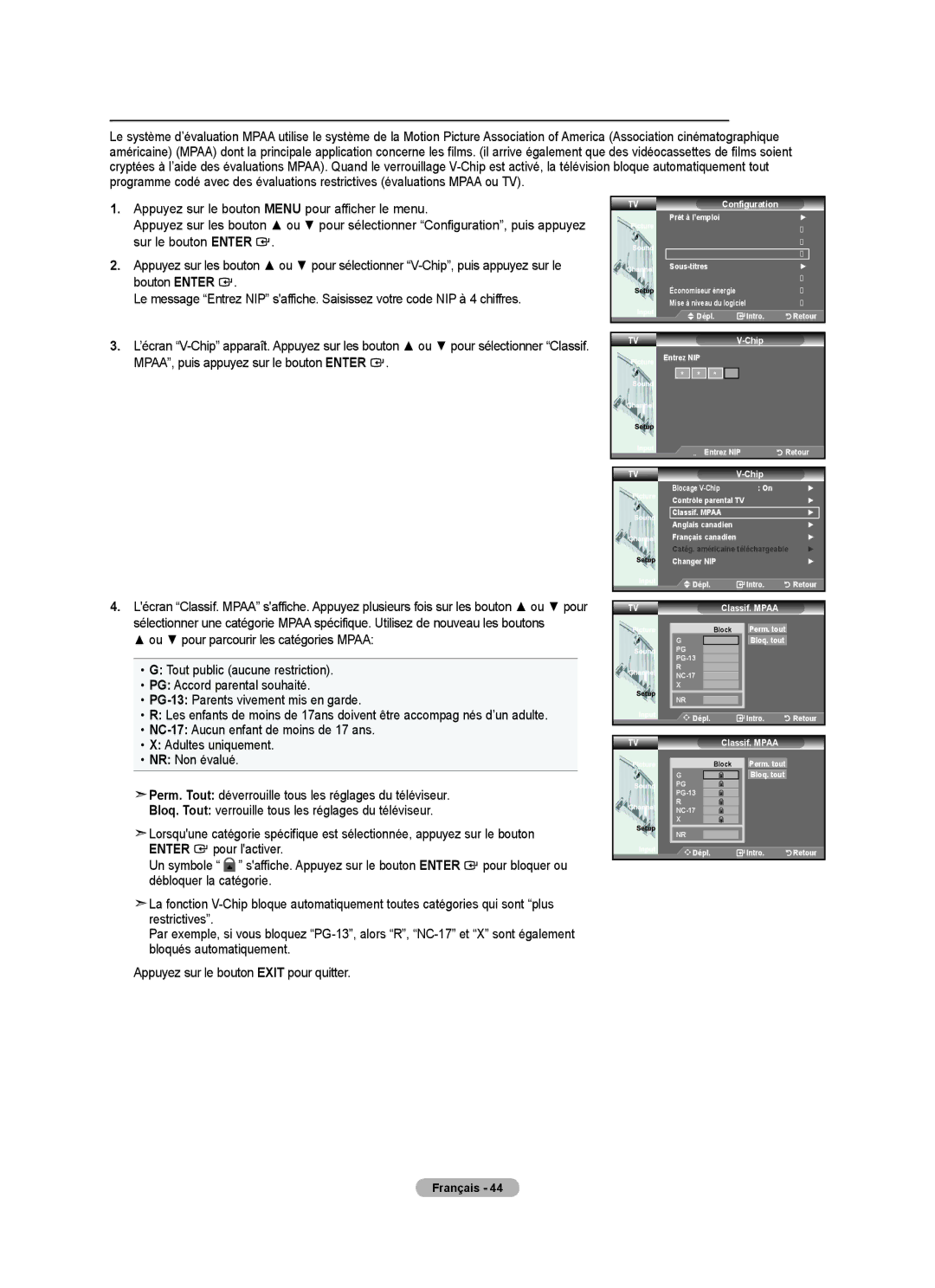 Samsung BN68-01797A-00 user manual Classif. Mpaa 