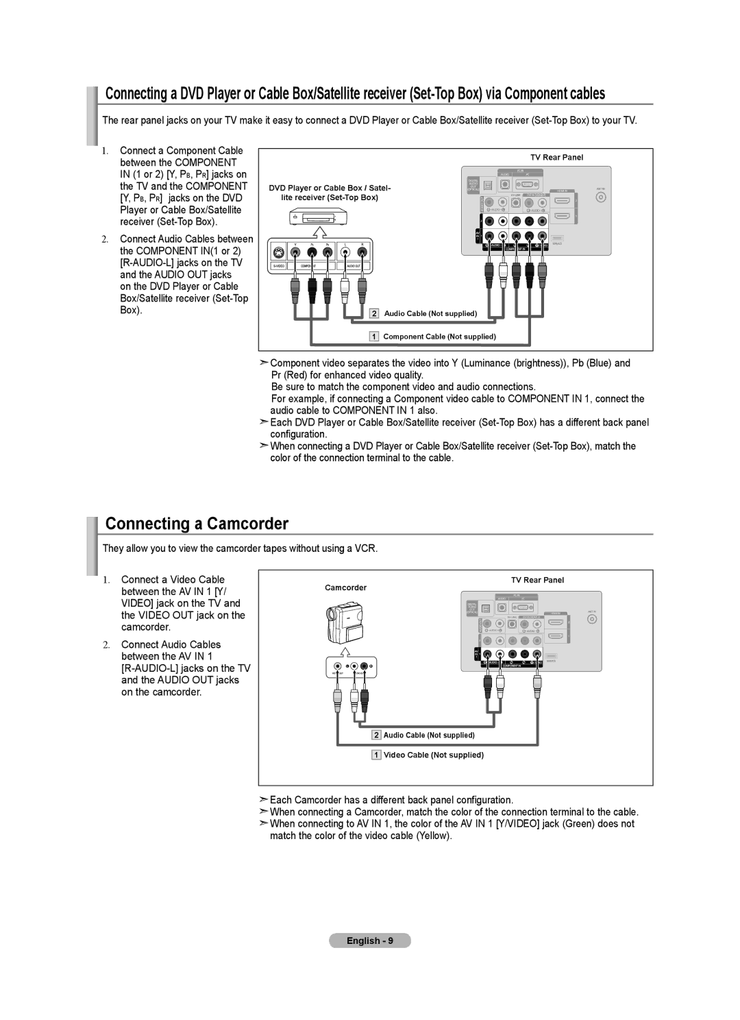 Samsung BN68-01797A-00 user manual Connecting a Camcorder 