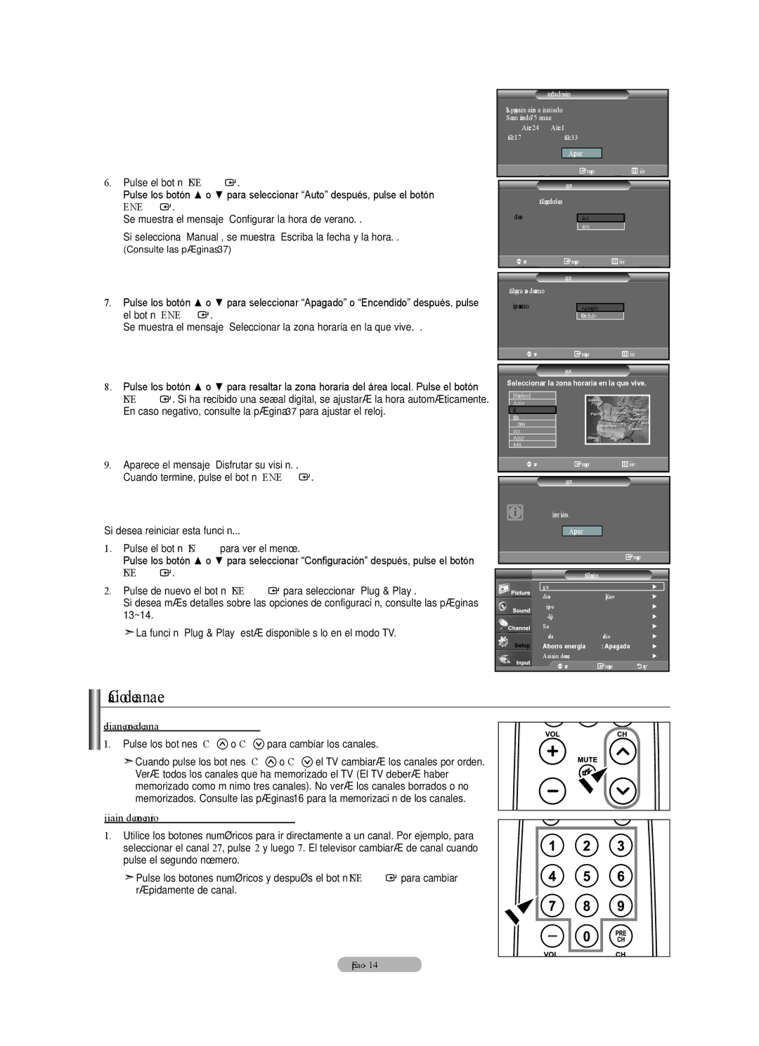 Samsung BN68-01797A-00 user manual Cambio de canales, Pulse el botón Menu para ver el menú, Mediante los botónes de canal 