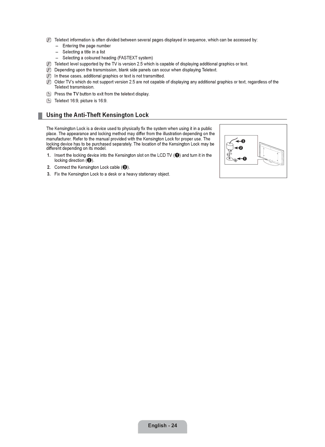 Samsung BN68-01899D-00 user manual Using the Anti-Theft Kensington Lock 