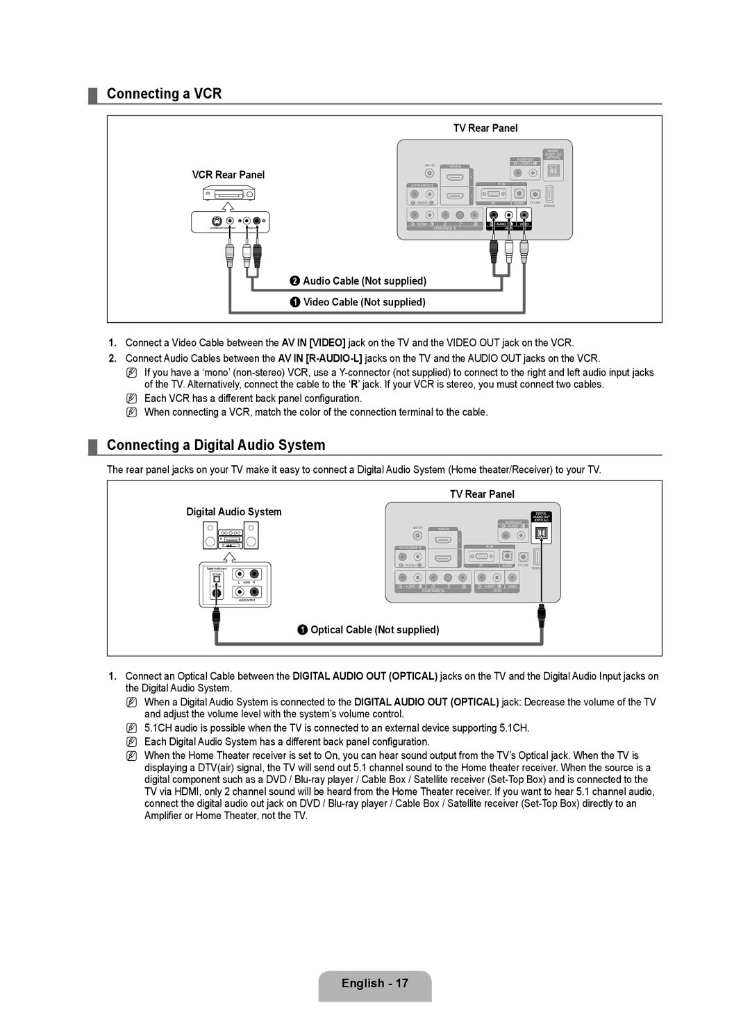 Samsung 360, BN68-01975A-01 user manual Connecting a VCR 