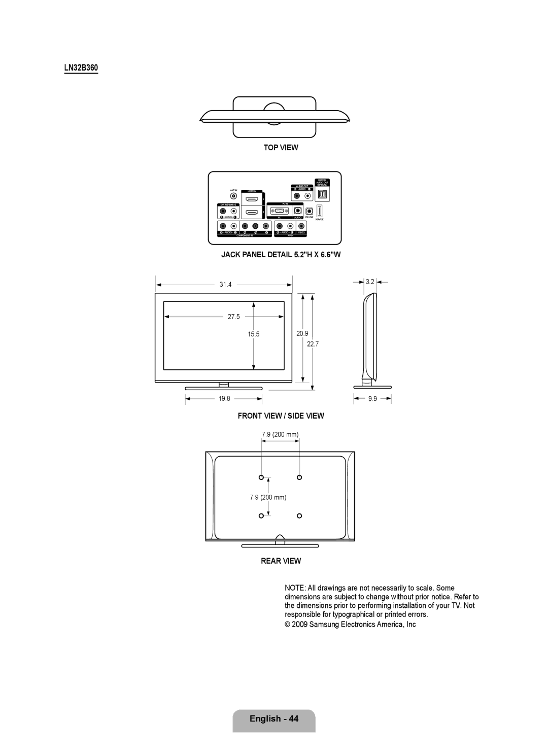 Samsung BN68-01975A-01 user manual LN32B360 