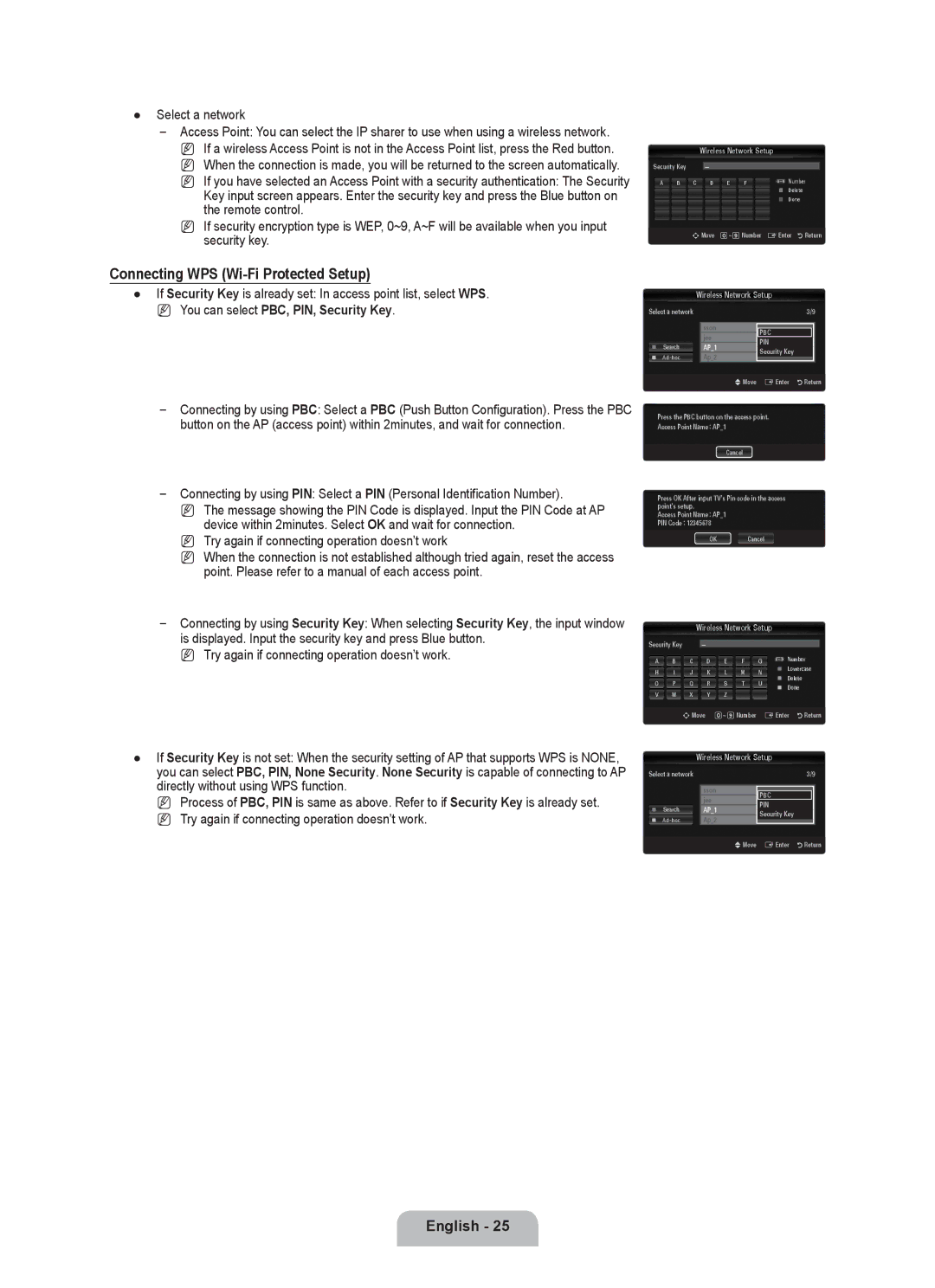 Samsung BN68-02017A-01 user manual Connecting WPS Wi-Fi Protected Setup, Select a network 