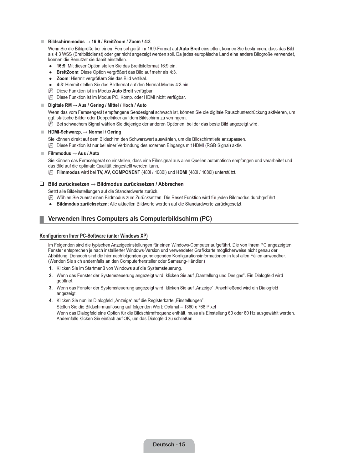 Samsung BN68-02163A-00 user manual Verwenden Ihres Computers als Computerbildschirm PC 