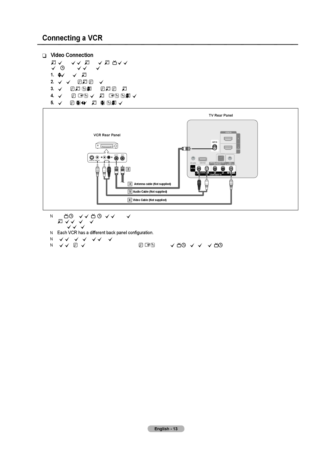 Samsung BN68-02426A-00 user manual Connecting a VCR, Video Connection 