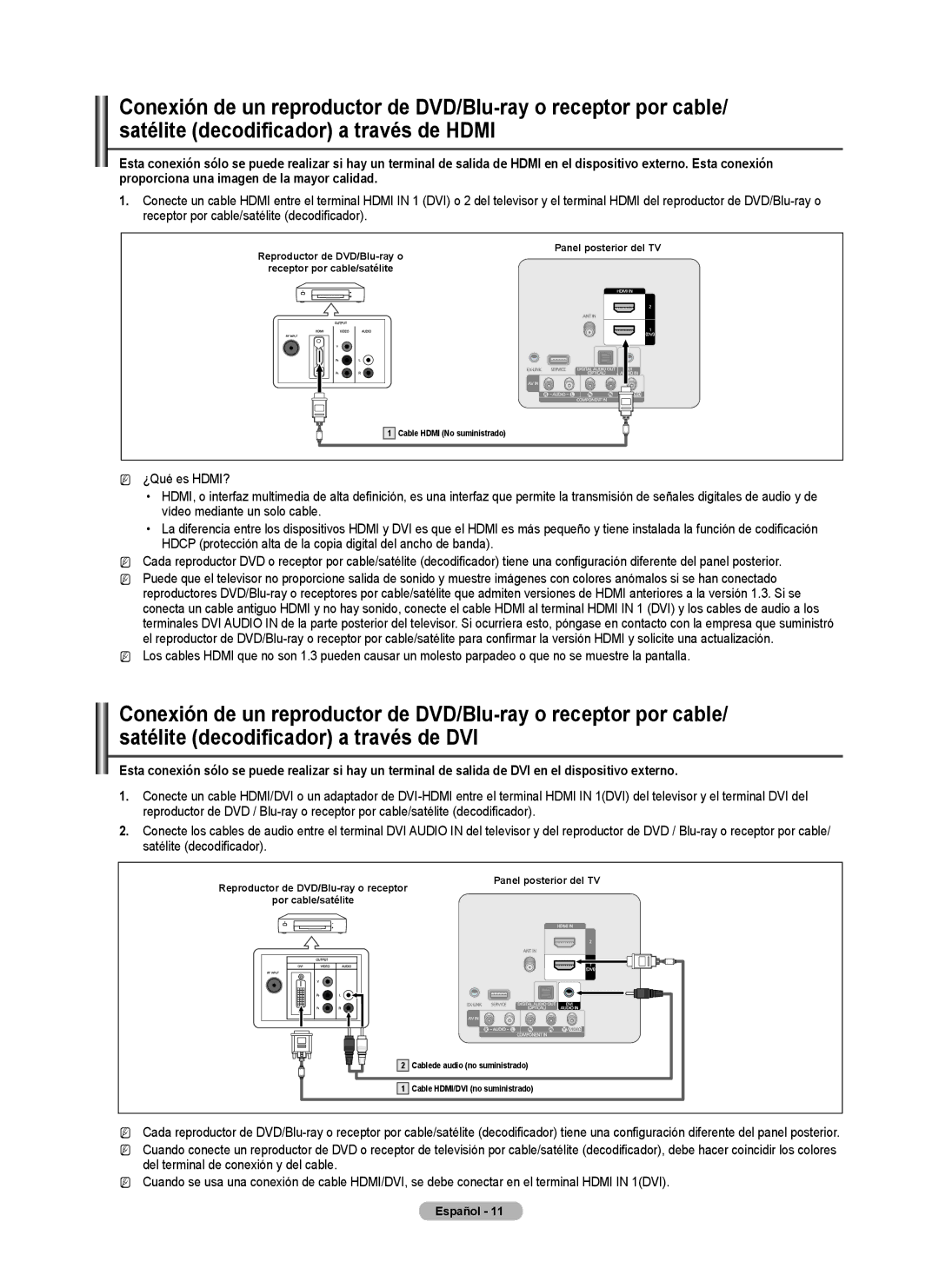 Samsung BN68-02426A-00 user manual Cable Hdmi No suministrado 