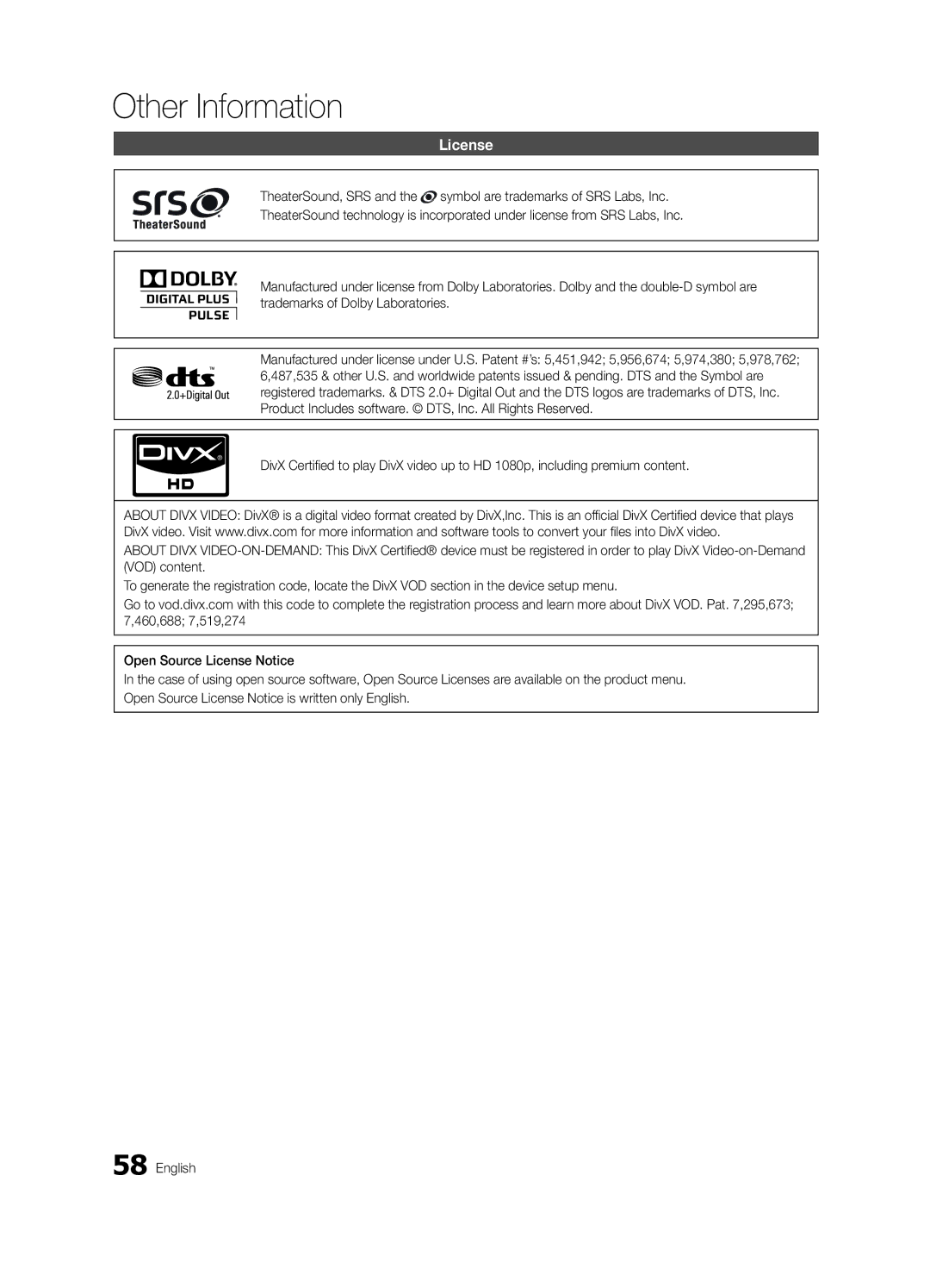 Samsung BN68-02541A-04, LC650-ZA user manual License 