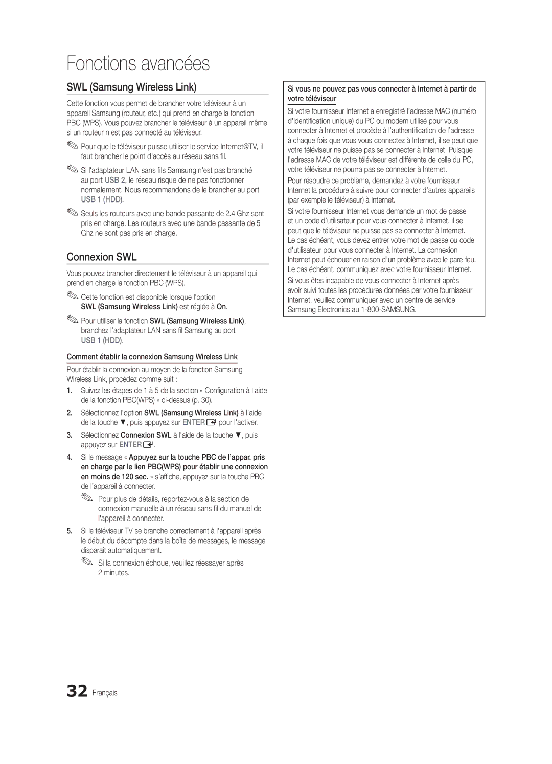 Samsung BN68-02541C-03, LC650-ZC user manual SWL Samsung Wireless Link, Connexion SWL 