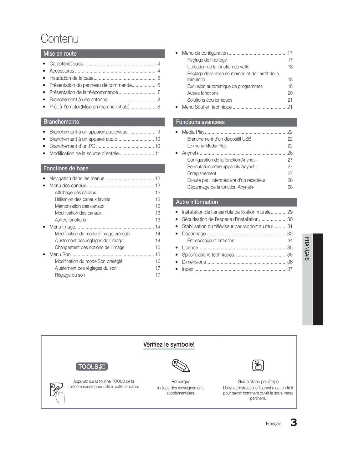 Samsung PC430-ZC, BN68-02576B-06 Contenu, Vérifiez le symbole, Réglage de l’horloge Utilisation de la fonction de veille 