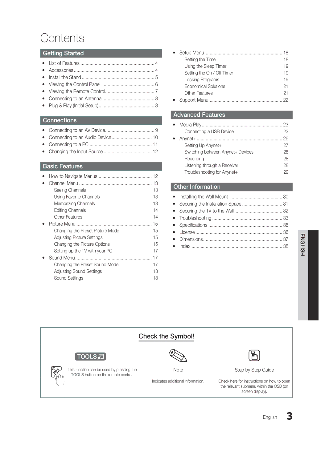 Samsung PN50C450, BN68-02577A-04 user manual Contents 