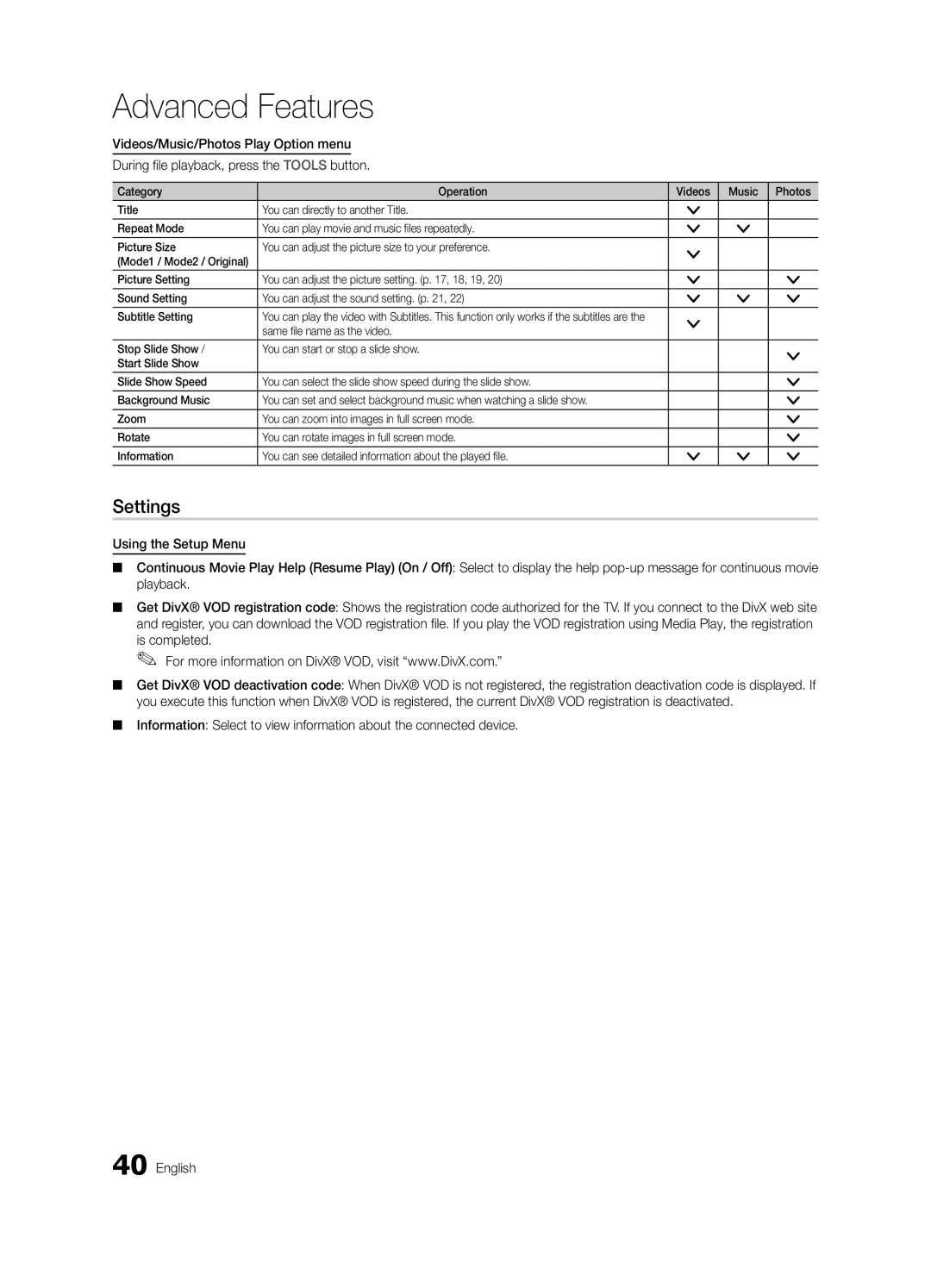 Samsung BN68-02580A-05, PC550-ZA user manual Settings 