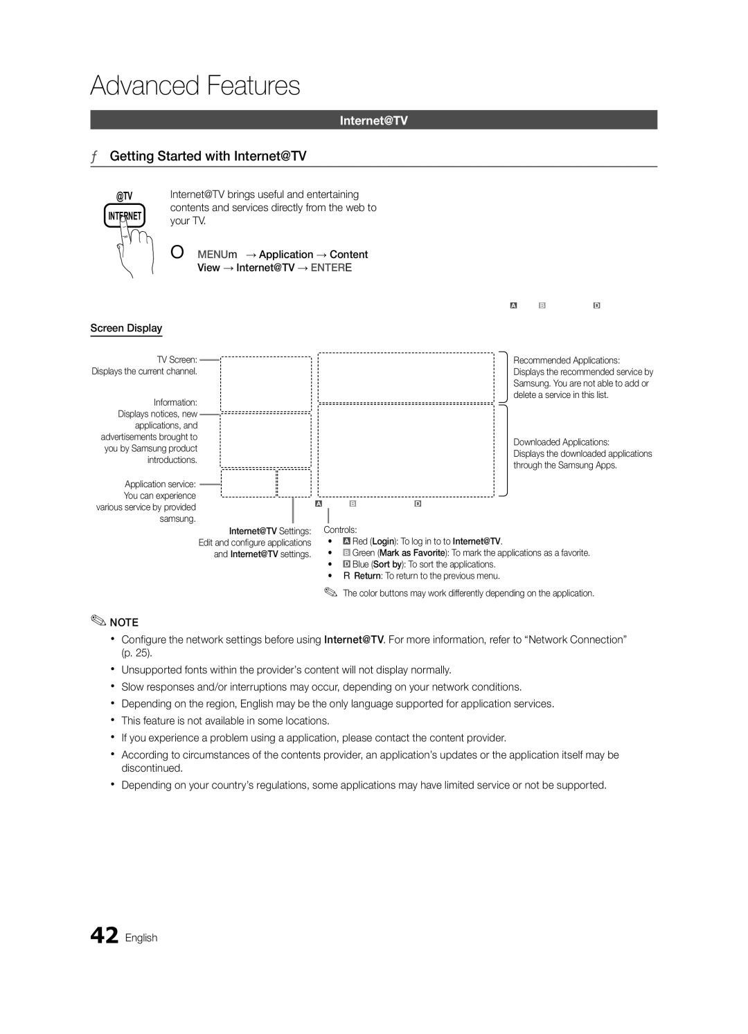 Samsung BN68-02581A-03, PN50C6400, PN50C6500, PN58C6500, PN58C6400, Series P6+ user manual Getting Started with Internet@TV 