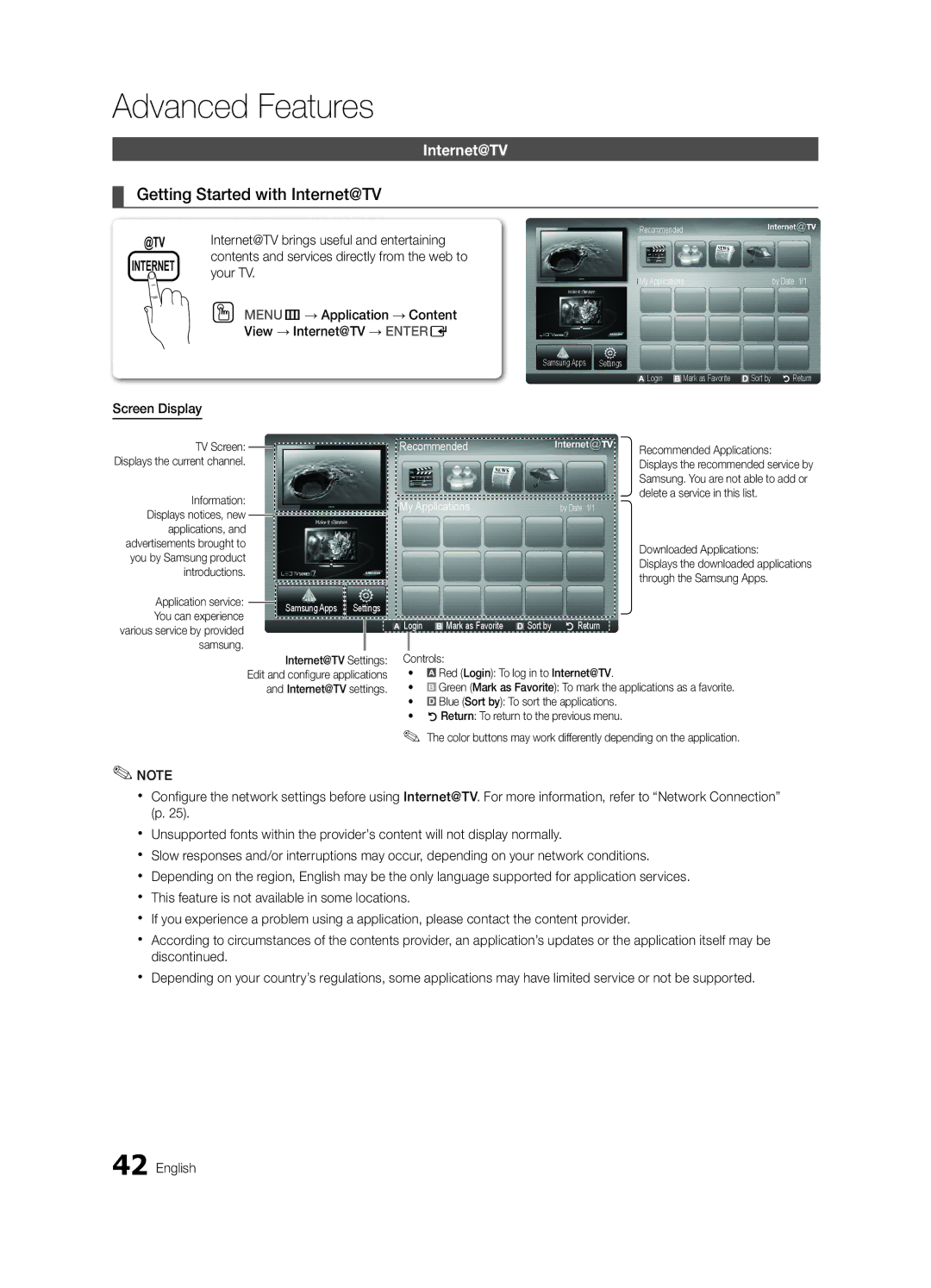 Samsung BN68-02581B-04, PC6500-ZC user manual Getting Started with Internet@TV 