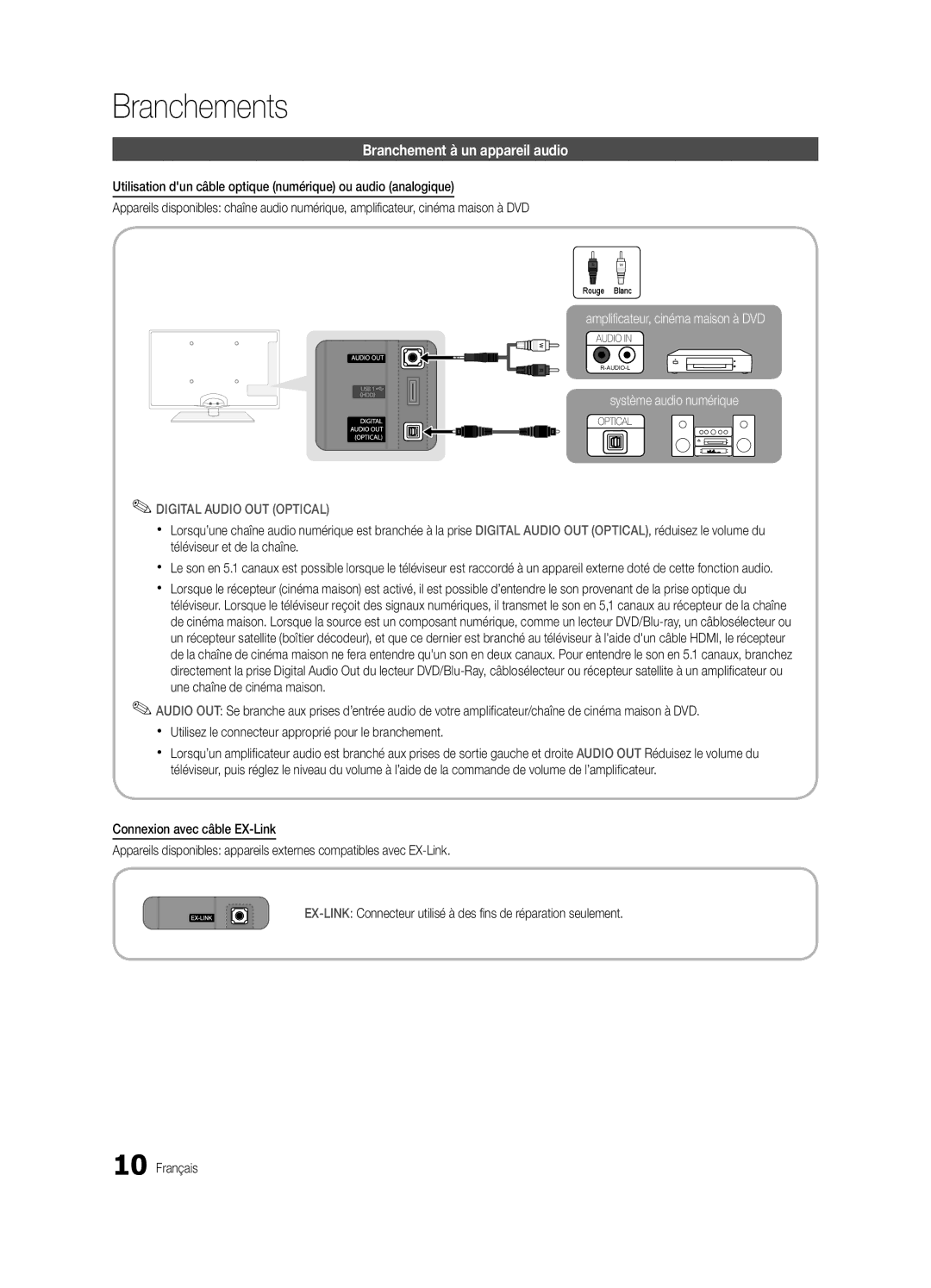 Samsung BN68-02581B-04, PC6500-ZC user manual Branchement à un appareil audio 