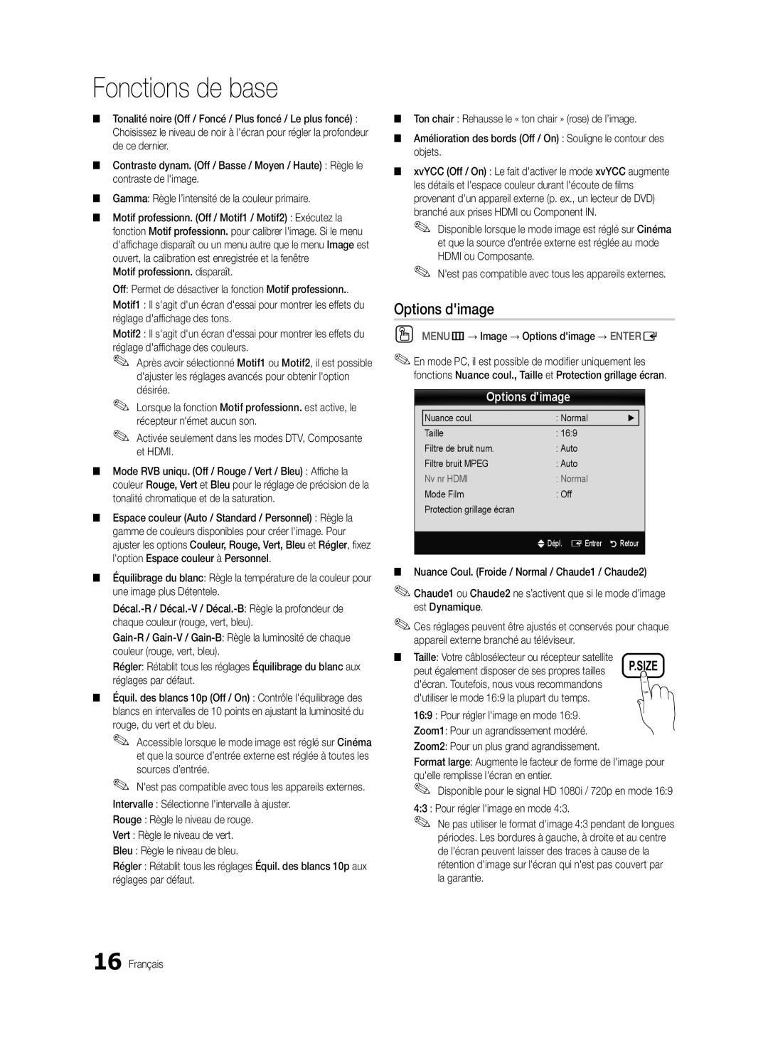 Samsung BN68-02581B-04, PC6500-ZC user manual Motif professionn. disparaît, OO MENUm→ Image → Options dimage → Entere 