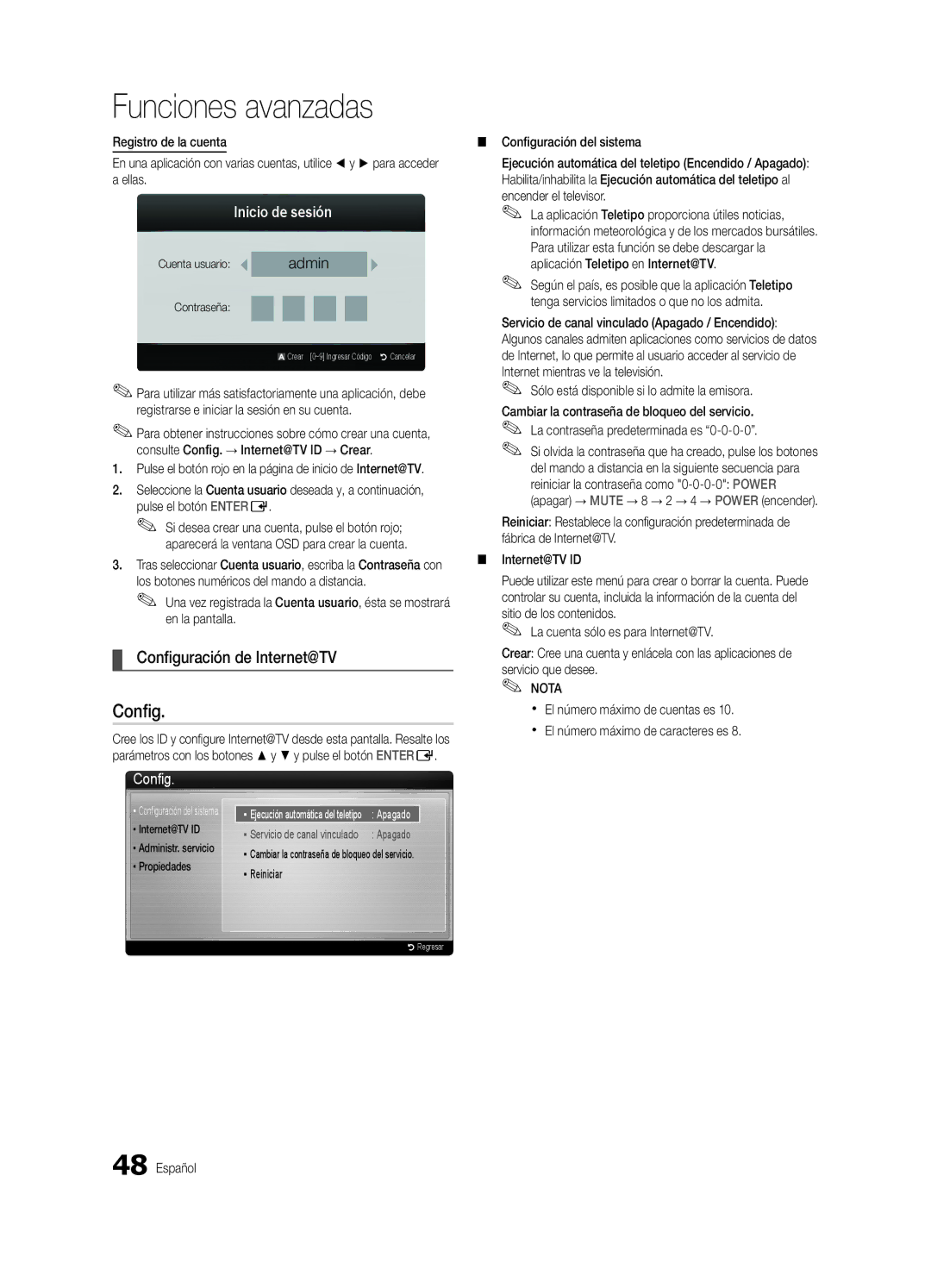 Samsung BN68-02585A-07 Configuración de Internet@TV, Inicio de sesión, Sólo está disponible si lo admite la emisora 